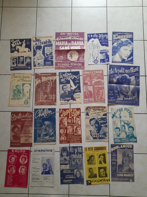 Lot de 20 anciennes Partitions de Musique Chanson