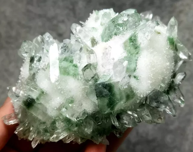 651g New Find Green Phantom Quartz Crystal Cluster Mineral Specimen Healing