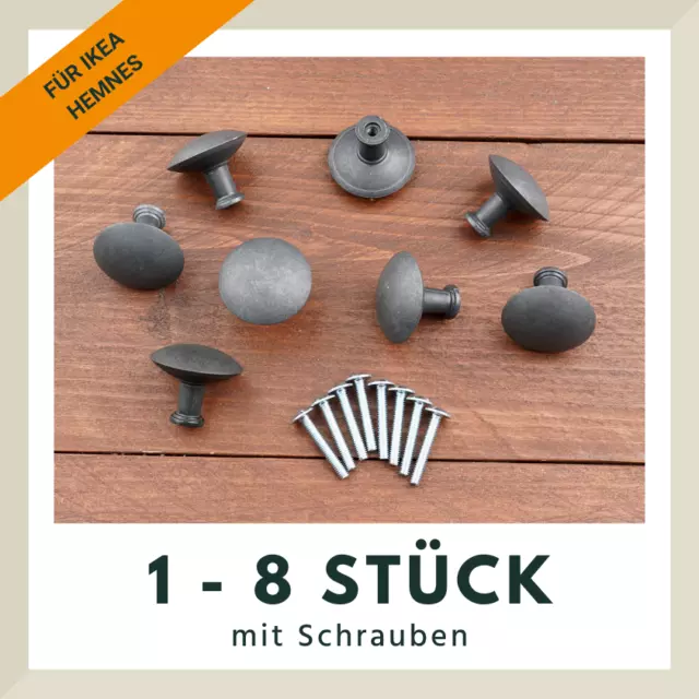 IKEA HEDRA 1-8x Knopf Knauf mit Schrauben | Original Ersatzteil für IKEA HEMNES