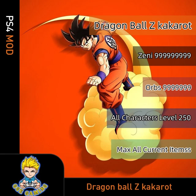 DRAGON BALL Z Kakarot (PS4 Mod)Max Zeni/Orbs/Level/Items EUR 28,30