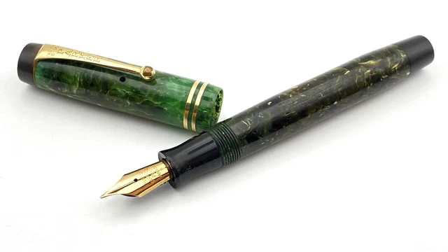 Stylo Plume PARKER DUOFOLD SENIOR Vintage - Plume Or Massif 18 Carats, Résine Noire, Modèle Rare Et Prestigieux