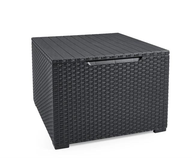 Keter Boxtisch "Emma", Beistelltisch Poly Rattan Tisch Balkon Loungetisch Garten