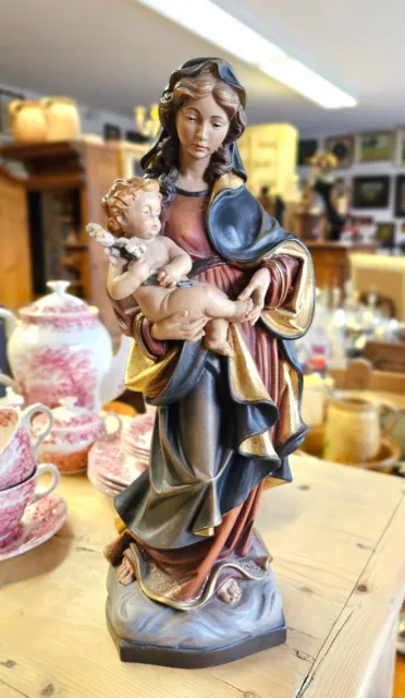 Sehr schöne Holzfigur Heiligenfigur Skulptur Hl. Maria mit Jesuskind