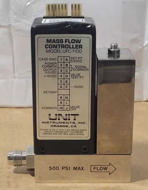 Unit UFC-1100 Mass Flow Controller, Range 100 SCCM, Gas N2, Cal Gas: SF6, 500PSI