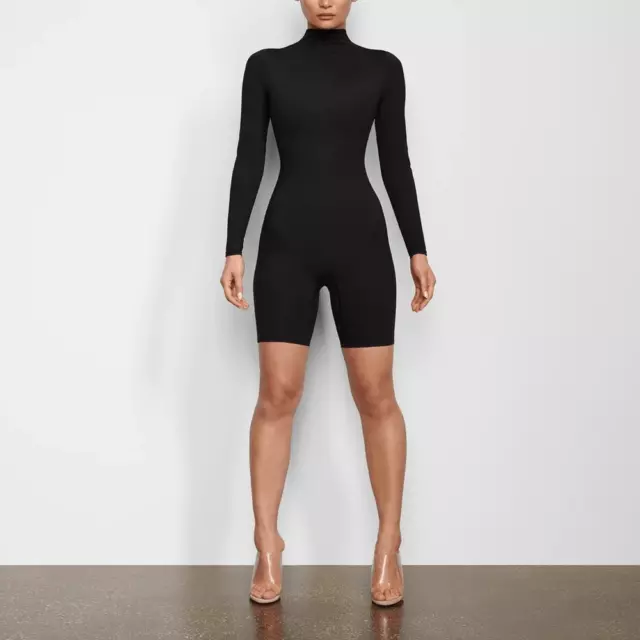 SKIMS ALL IN One Long Sleeve Mid Thigh Nwt Onyx £137.24 - PicClick UK