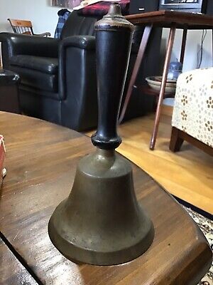 Antique brass school bell With wood handle