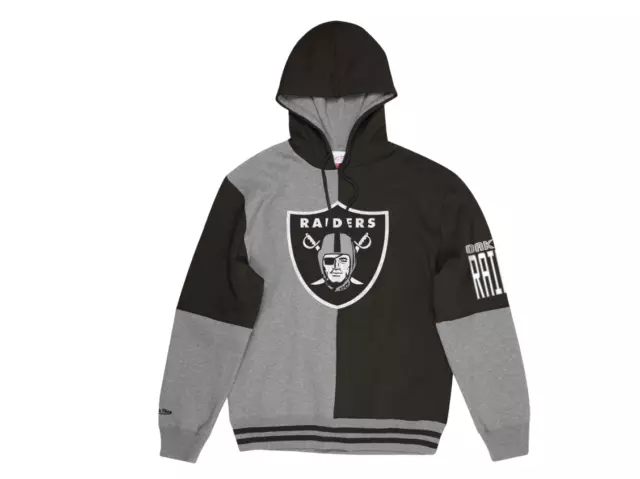 Mitchell E Ness Spalato Coulor Hoody Oakland Raiders Nuovo Grigio Nero