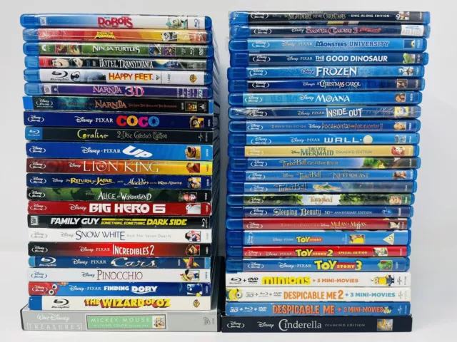 Walt Disney Blu-Ray Lot! Pinocchio, Coraline, Sleeping Beauty, Coco, (46 Movies)