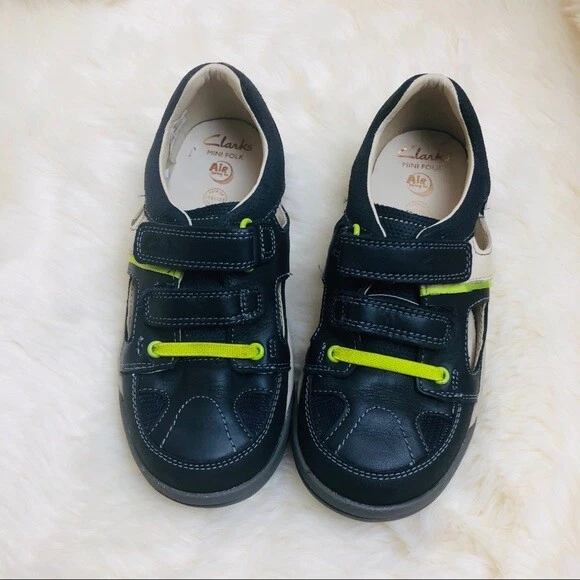 CLARKS MINI FOLK AIR SPRING FX Baby Boy s Leather Trainers Shoes Size 7 F 24 2.99 PicClick UK