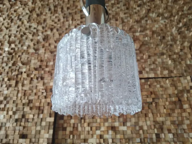 Ceiling Light Lamp Chrome Ice Glass Design Lampe Kalmar Murano space age Era