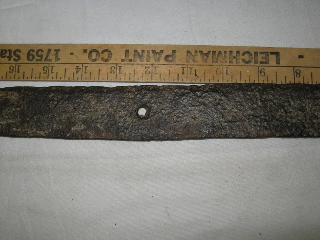 Primitive Antique Hand Forged Iron Barn Door Strap Hinge 20" Long 3