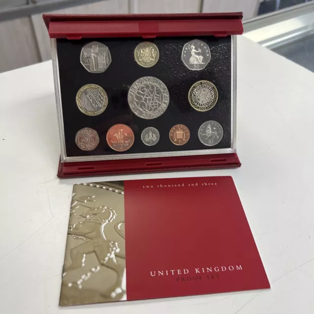 2003 Uk Red Deluxe Set Jubilee United Kingdom Royal Mint 11 Proof Coins