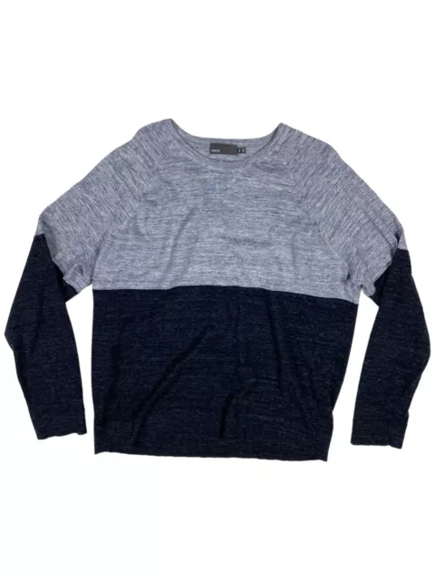 Vince mens XXL 2XL sweater color block cashmere blend blue long sleeve crewneck
