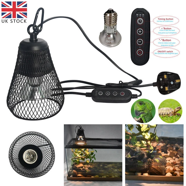 UVB/UVA Reptile Heating Bulb Light Dome Holder Brooder Lamp Shade Safety Cage UK