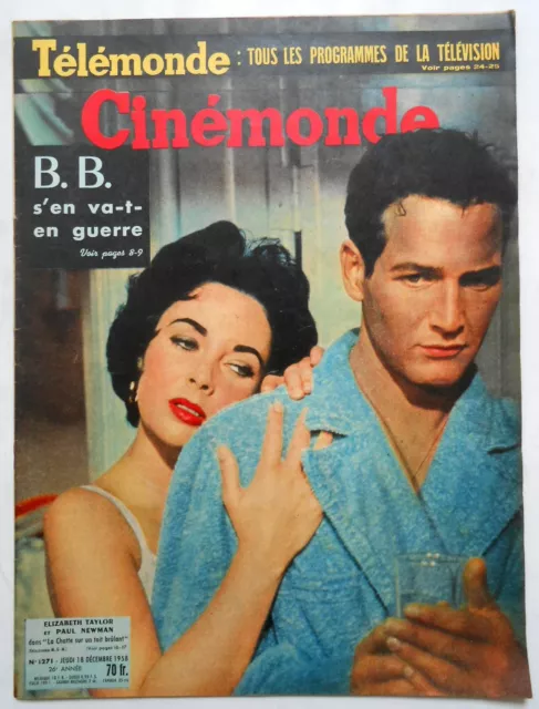 ►Cine Monde 1271/1958-Liz Taylor-Paul Newman-Line Renaud-Bardot-Piaf-Mariano...