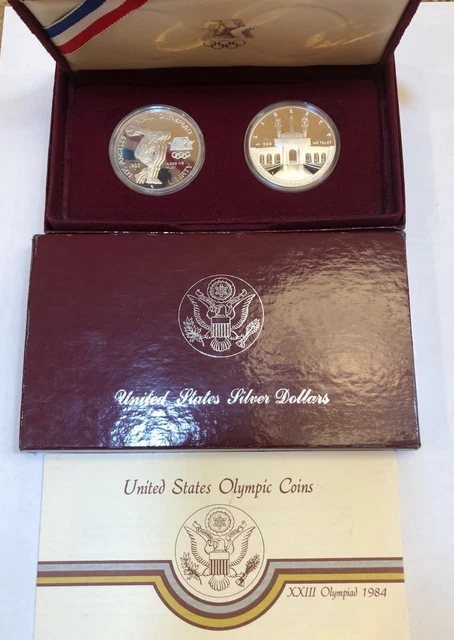 1983-S 1984-S Olympiad Two Coin Set Silver Dollars  Commemorative Proof Set