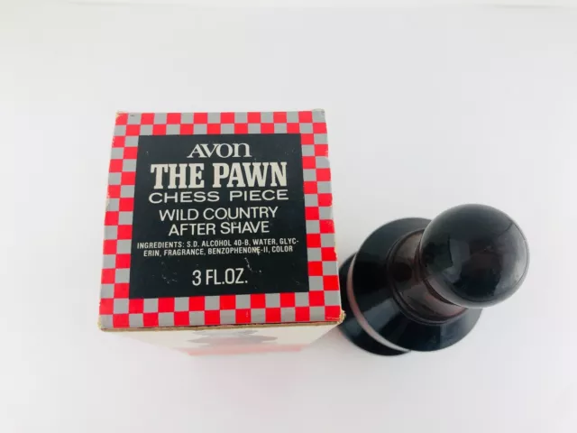 Vtg Avon The Pawn Chess Piece Wild Country After Shave Bottle Decanter Full NOS 2