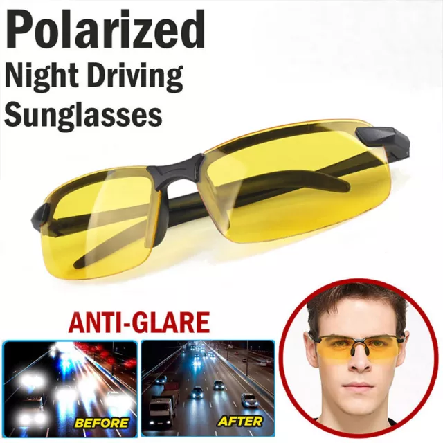 2x Night Sight Driving Glasses Sunglasses Polarized Anti Glare Day Night Vision