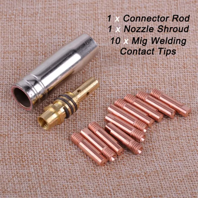 New MB 15AK MIG/MAG Welding Contact Tips 0.8x10mm M6 Gas Nozzle Shroud HS1114