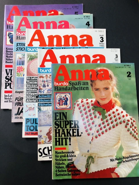 5x Frühling Anna Burda Zeitschrift Nähen Häkeln Stricken Basteln Handarbeiten