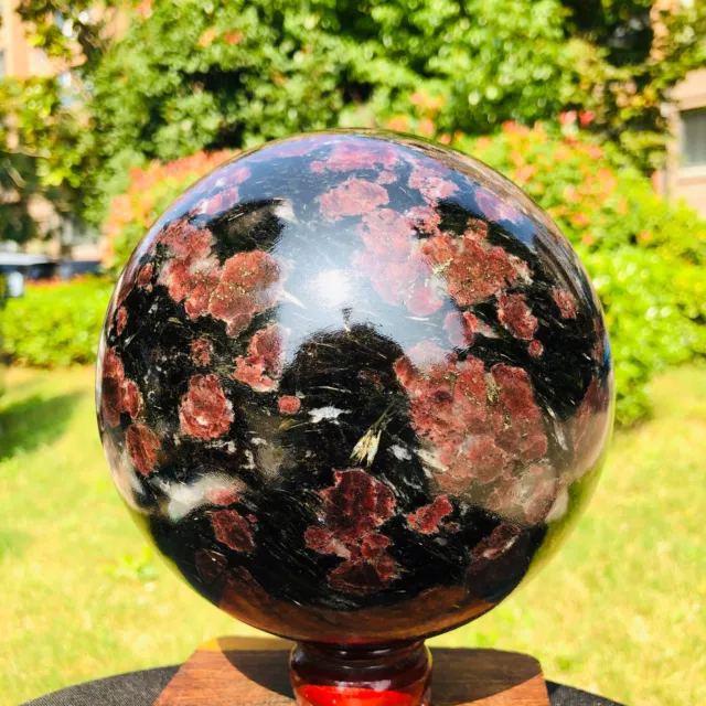 4850g Natural Garnet Fireworks Stone Astrophyllite Quartz Crystal Ball   KH142