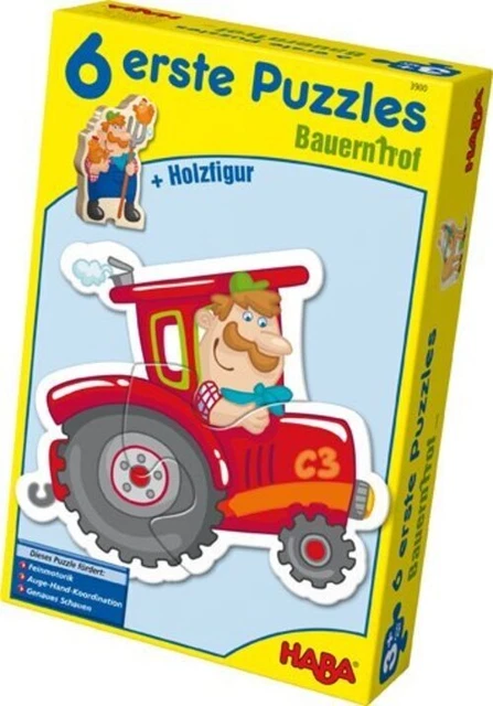 6 erste Puzzles Bauernhof (Kinderpuzzle) 6 tolle Motive,1 Holzfigur. Spiel 2020