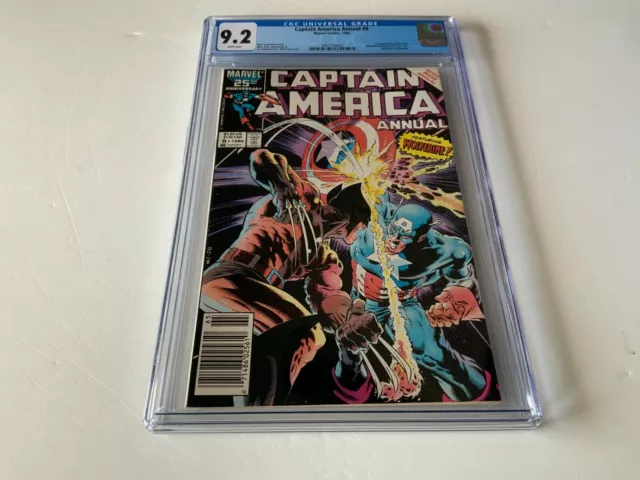 Captain America Annual 8 Cgc 9.2 White Ps Newsstand Wolverine Marvel Comics 1986