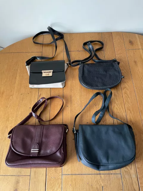Mixed Bundle Lot Of 4 Handbags - Black Brown Purple Cream Crossbody/Saddle