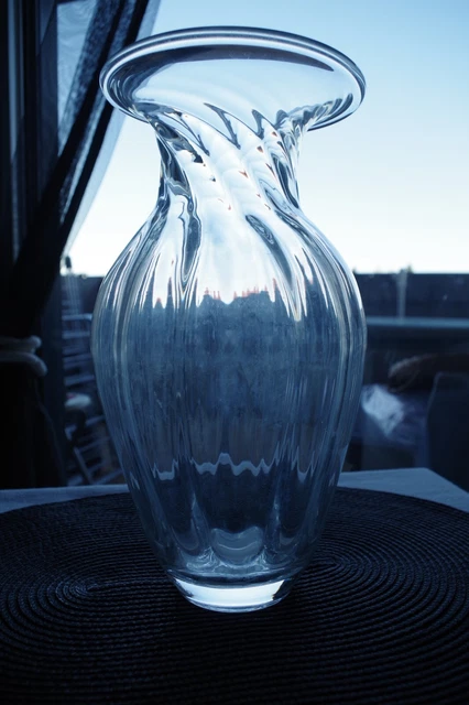GRAND VASE EN Verre Souffle Bouche Fait Main Cristallerie