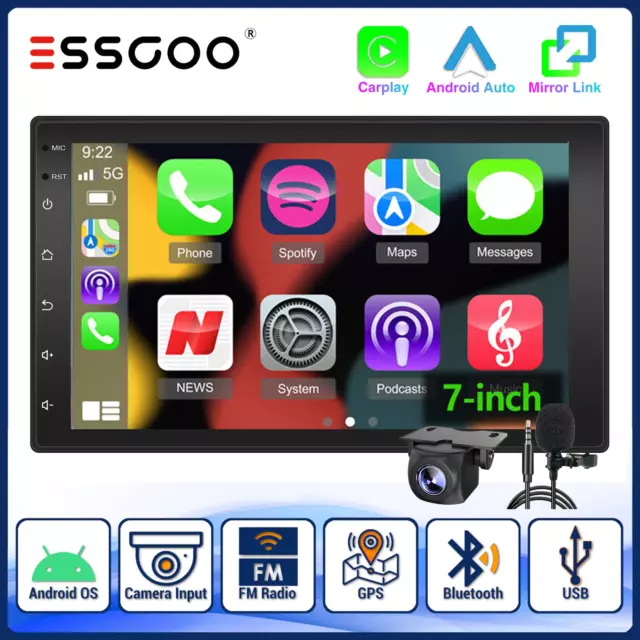 2 DIN 7" Android 13 Car Radio Apple CarPlay Touch Screen Stereo GPS Navi Wifi FM