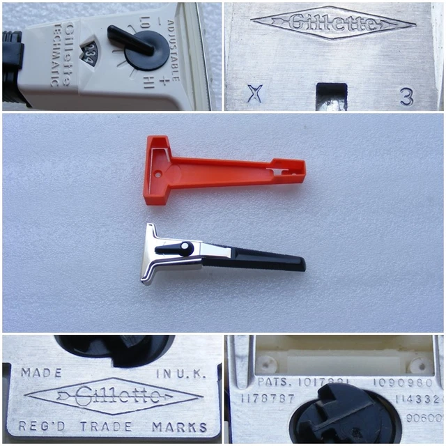 Vintage 1977 Gillette TECHMATIC Safety Razor X 3  w/ Original Box
