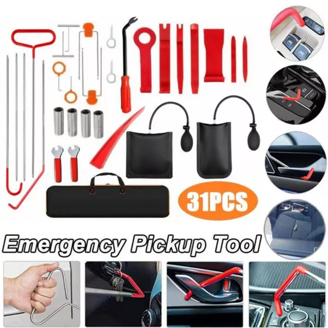 31Pcs Car Door Window Open Tool Kit Emergency Open-Fix-Removal Air Wedge Pump UK