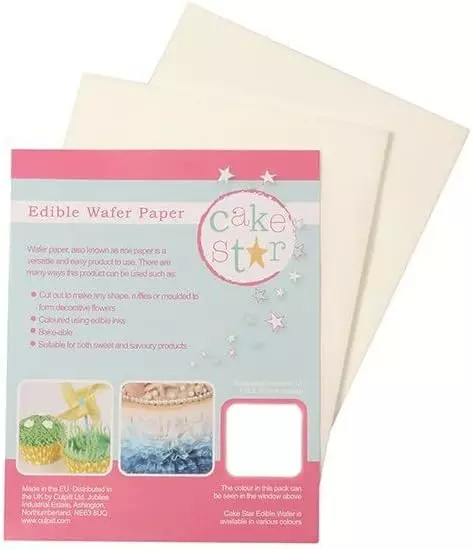 Cake Star White Wafer Paper, 178 x 142mm, 12 Sheets, Rice Paper For Baking and