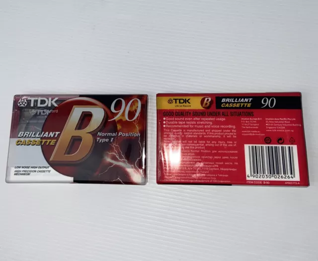 TDK B90 Normal Position Type 1 Blank Audio Cassette Tapes Brand New 2 Pack