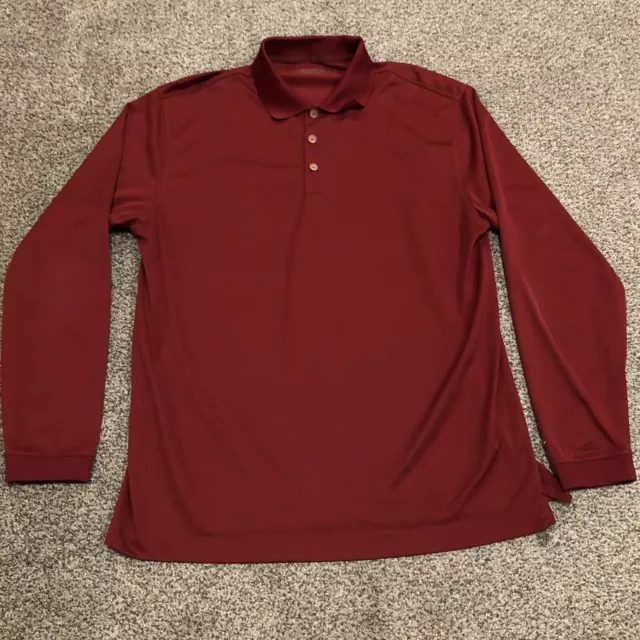 Nike Polo Shirt Adult Large Red Long Sleeve Nike Tour Performance Golf Mens