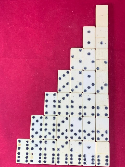 Vintage Dominoes Ivory Stripe Double 6 Full Set no box