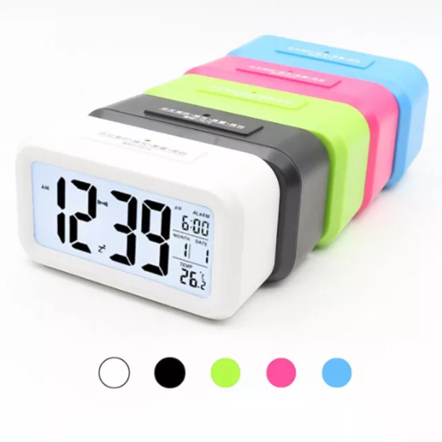 UK Digital LCD Snooze Electronic Alarm Clock with LED Backlight Light Control