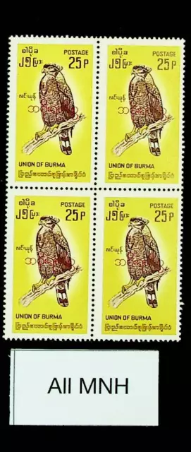 Burma Vogel Adler 25p Block Of 4 Fein MNH Briefmarken Mit Ovpt