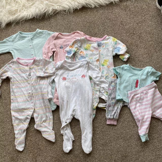 HUGE BABY GIRLS NEWBORN 0-3 Months SLEEPSUIT PYJAMAS BUNDLE