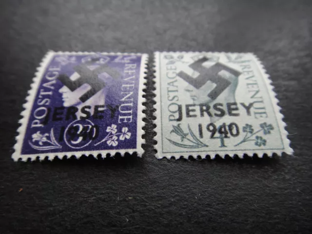 Germany Nazi 1940 Stamps MNH occupied Jersey Swastika Overprint KGVI WWII Third