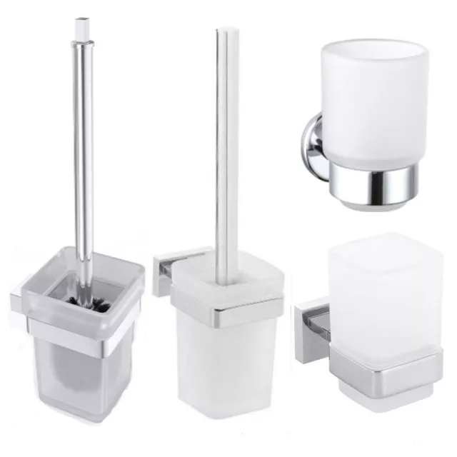 Diseño Accesorios de Baño Vaso Cepillo Dientes Cristal Inodoro Acero Inox. Nuevo