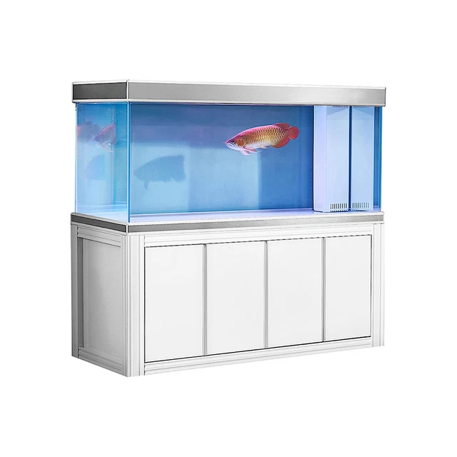 230 Gallon Fish Tank Premium Tempered Transparent Glass White with Silver Trim