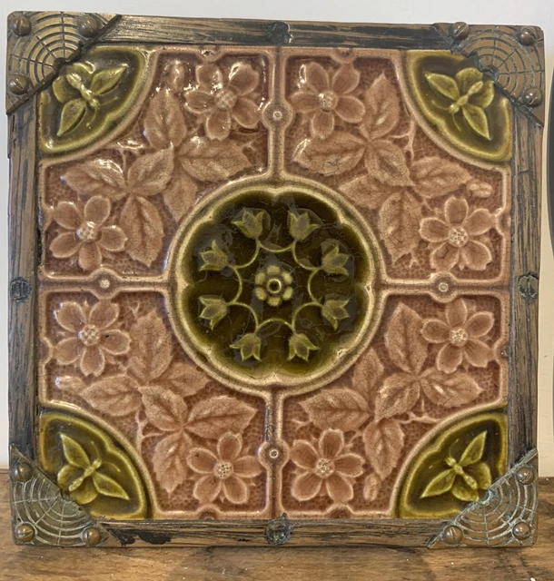 Mounted Tile. Majolica Minton Jackson Bros Stoke On Trent Aesthetic Movement