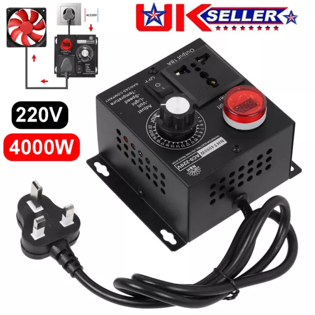 AC 220V 4000W SCR Variable Voltage Regulator Speed Motor Fan Control Controller