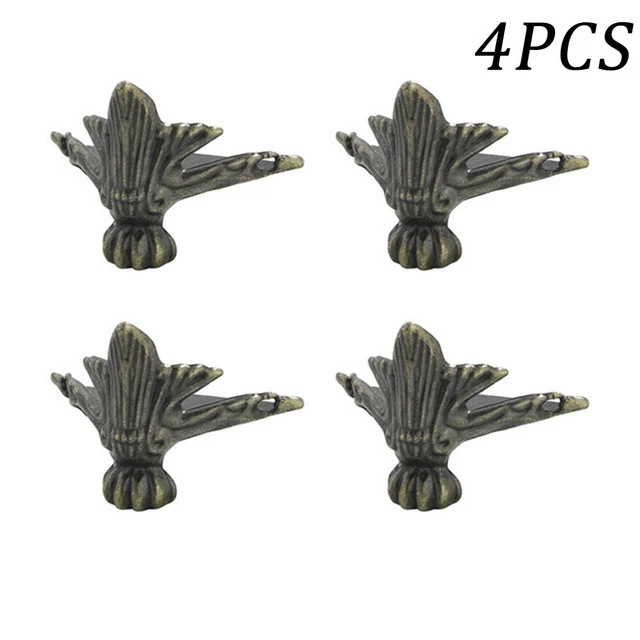 4 PIEZAS Antiguo Latón Joyería-Pecho Madera Estuche Caja Decoración Pies Pierna Esquina Protector