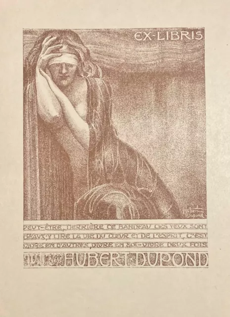 HUBERT DUPOND ⟫ GRAVURE  ⟫ 1930 (ex-libris, bookplate, école belge)