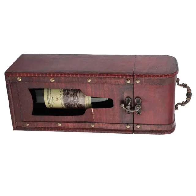 Vintage Single Red Wine Storage Box Wooden Wine Package Gift Box W/ Handle HH0