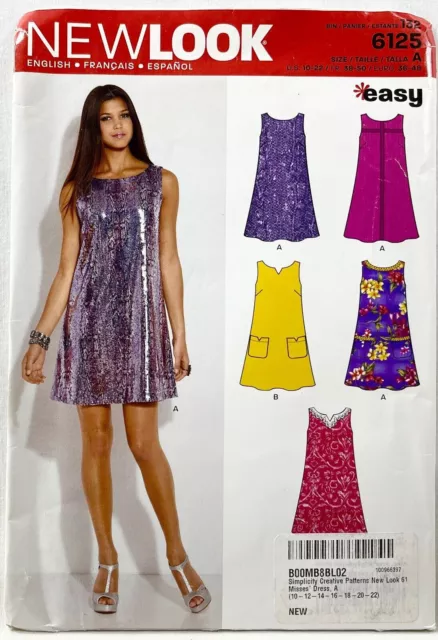 2012 New Look Sewing Pattern 6125 Womens Sleeveless Dress 2 Styles 10-22 11927