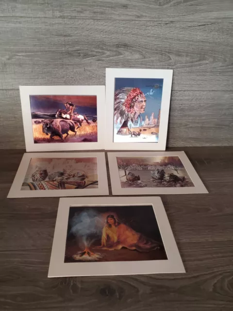 Native American Foil Art Set of 5 pictures 8 x 10