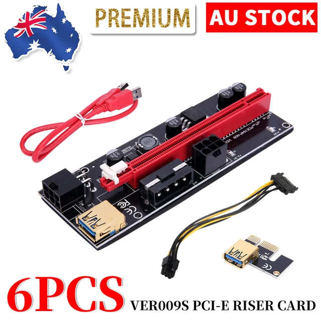 VER009S PCIE Riser Card 1X To 16X USB3.0 4Pin 6Pin Power Adapter For GPU Mining